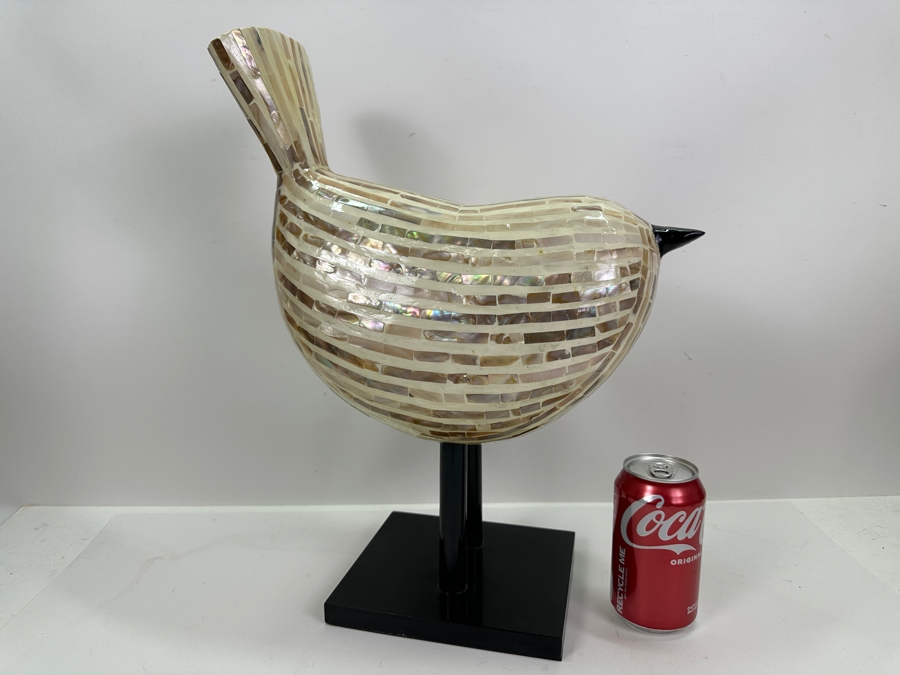 Inlaid Mother Of Pearl Bird Sculpture 14W X 6.5D X 17H [Photo 2]