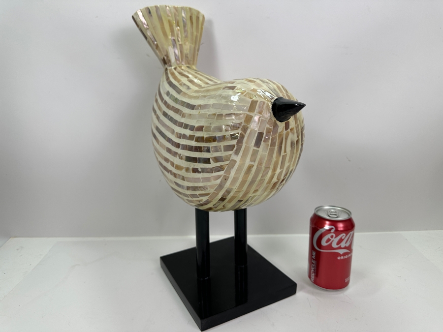 Inlaid Mother Of Pearl Bird Sculpture 14W X 6.5D X 17H [Photo 4]