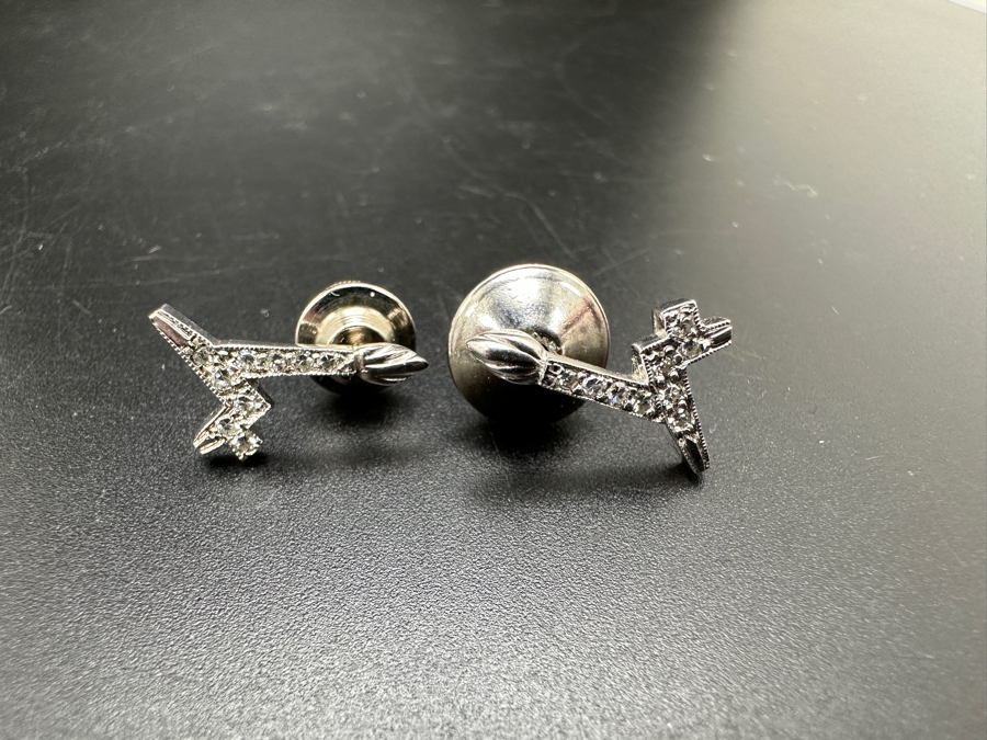 Pair Of 14K Gold Diamond Pins 1.9g [Photo 4]