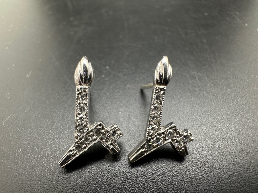 Pair Of 14K Gold Diamond Pins 1.9g [Photo 2]