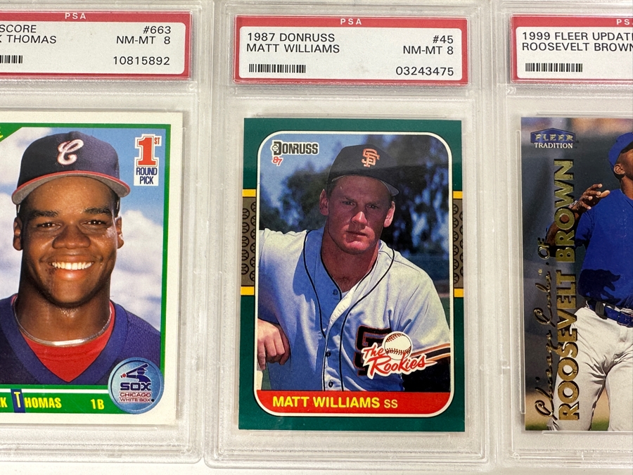 (6) PSA Graded Baseball Cards: Pedro Martinez, Ivan Rodriguez, Juan Gonzalez, Frank Thomas, Matt Williams & Roosevelt Brown [Photo 3]
