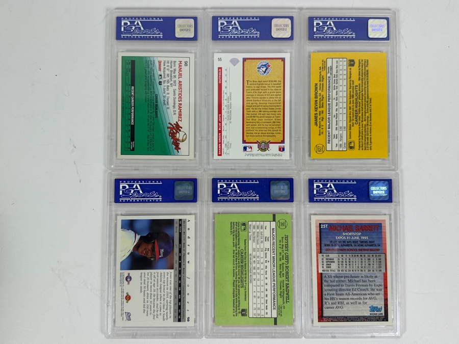 (6) PSA Graded Baseball Cards: Manny Ramirez, Shawn Green, Kevin Brown, Andruw Jones, Jeff Bagwell & Michael Barrett [Photo 6]