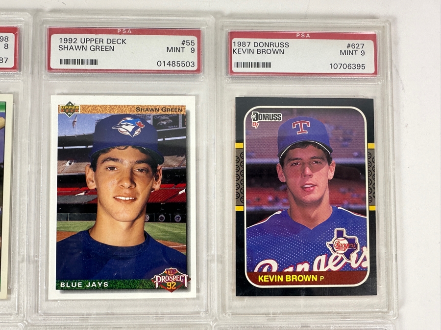 (6) PSA Graded Baseball Cards: Manny Ramirez, Shawn Green, Kevin Brown, Andruw Jones, Jeff Bagwell & Michael Barrett [Photo 3]