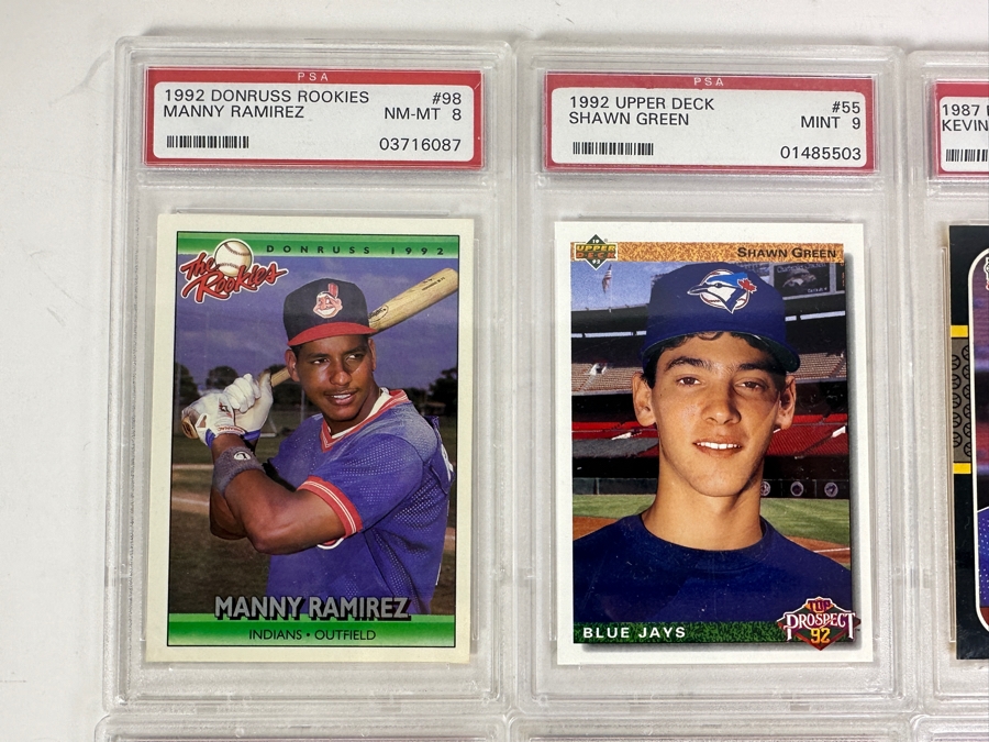 (6) PSA Graded Baseball Cards: Manny Ramirez, Shawn Green, Kevin Brown, Andruw Jones, Jeff Bagwell & Michael Barrett [Photo 2]