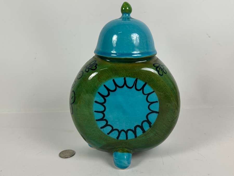 Signed Italian Ceramic Alarm Clock Piggy Bank 9H [Photo 3]