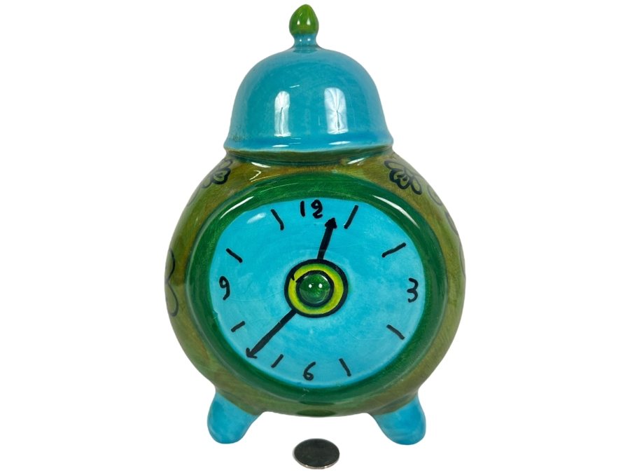 Signed Italian Ceramic Alarm Clock Piggy Bank 9H [Photo 1]