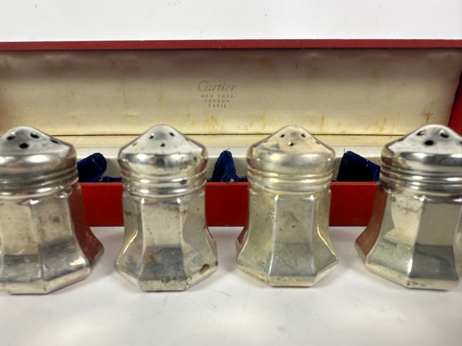 Cartier Sterling Silver Salt & Pepper Shakers In Their Original Box 63g [Photo 6]