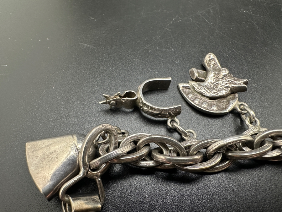 Vintage Mexican Sterling Silver Western Charm Bracelet 50.2g [Photo 5]