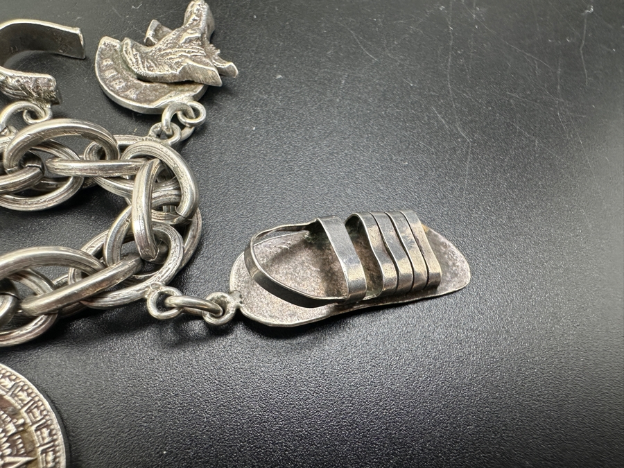 Vintage Mexican Sterling Silver Western Charm Bracelet 50.2g [Photo 8]
