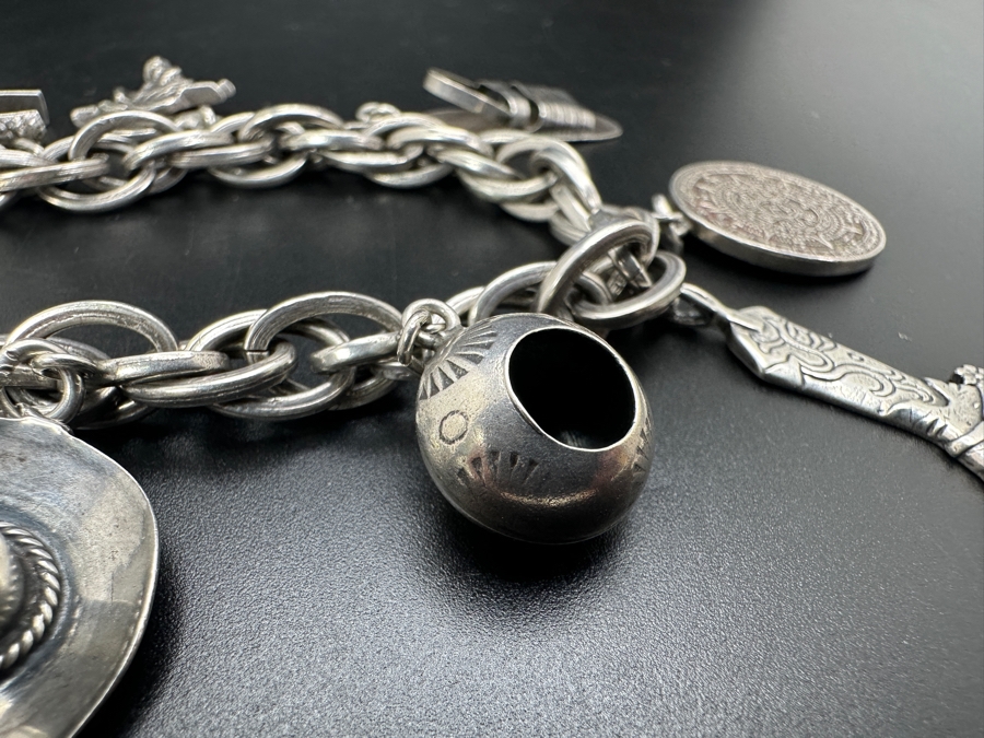 Vintage Mexican Sterling Silver Western Charm Bracelet 50.2g [Photo 3]