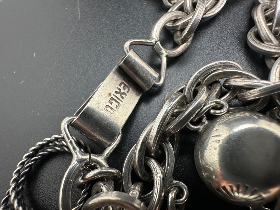 Vintage Mexican Sterling Silver Western Charm Bracelet 50.2g [Photo 11]