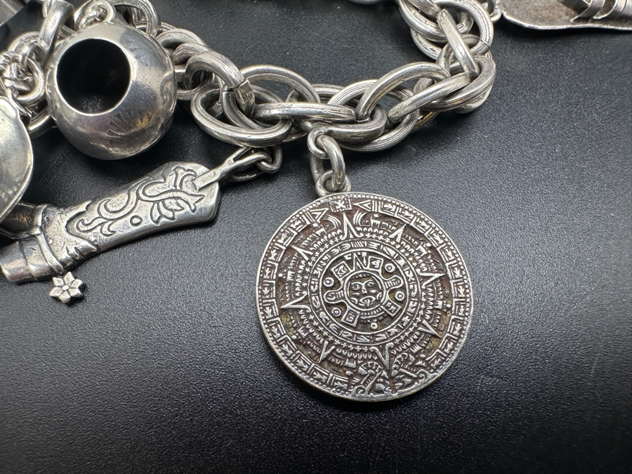 Vintage Mexican Sterling Silver Western Charm Bracelet 50.2g [Photo 7]