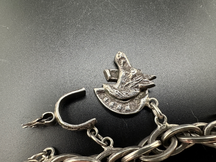 Vintage Mexican Sterling Silver Western Charm Bracelet 50.2g [Photo 6]