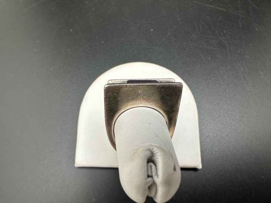 Sterling Silver Modernist Ring Set With Color Change Synthetic Sapphire Size 7.5 10.5g [Photo 7]