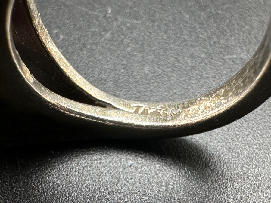 Sterling Silver Modernist Ring Set With Color Change Synthetic Sapphire Size 7.5 10.5g [Photo 11]