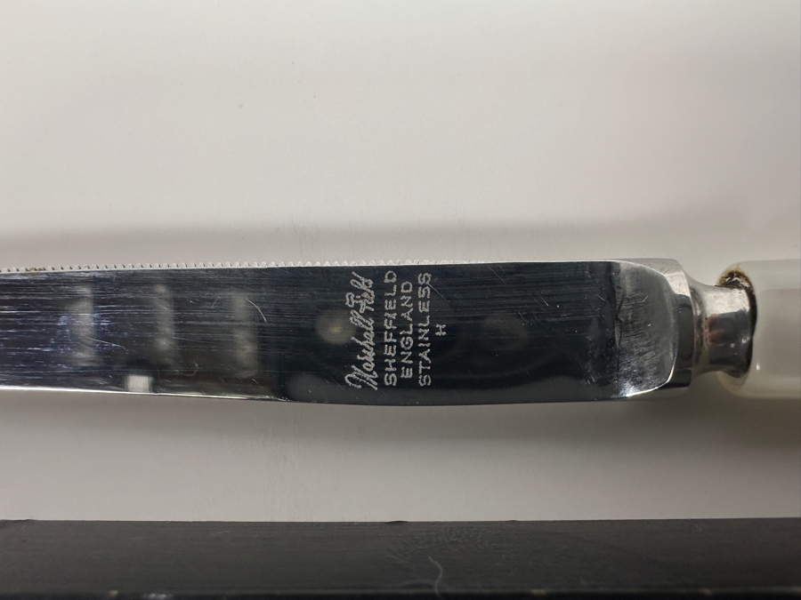 Set Of Marshall Field Sheffield England Stainless Steel 7' Steak Knives With Mother Of Pearl Handles [Photo 3]