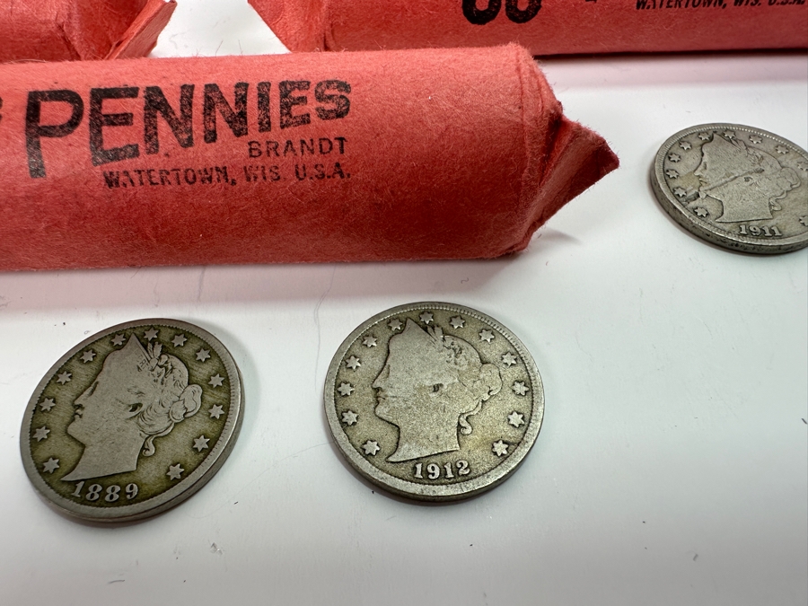 Collection Of Various Rolled Pennies Including Wheat Pennies, 1968s Uncirculated Pennies & Five Antique Liberty Head Nickels [Photo 7]