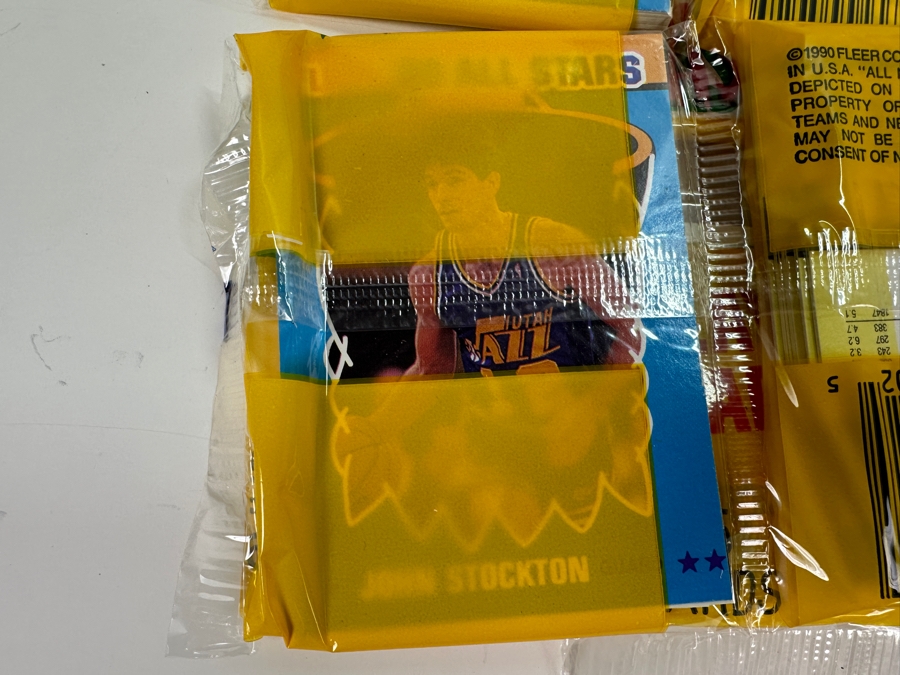 (12) Unopened Rack Packs Of 1990 Fleer NBA Basketball Cards - Total Of 540 Basketball Cards (Different Set From Last Sale) [Photo 4]