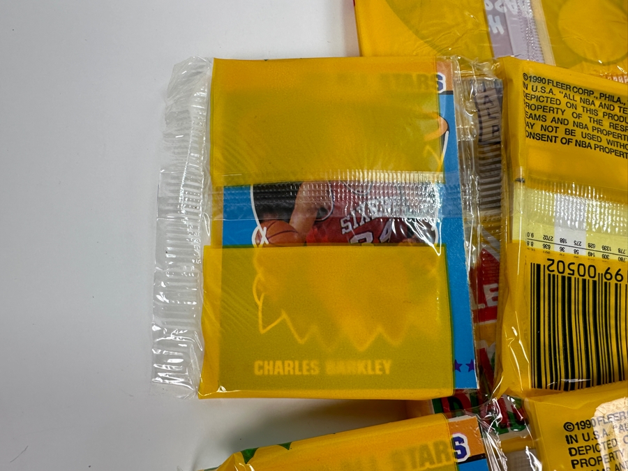 (12) Unopened Rack Packs Of 1990 Fleer NBA Basketball Cards - Total Of 540 Basketball Cards (Different Set From Last Sale) [Photo 3]