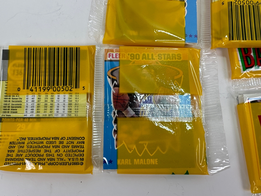 (12) Unopened Rack Packs Of 1990 Fleer NBA Basketball Cards - Total Of 540 Basketball Cards (Different Set From Last Sale) [Photo 5]