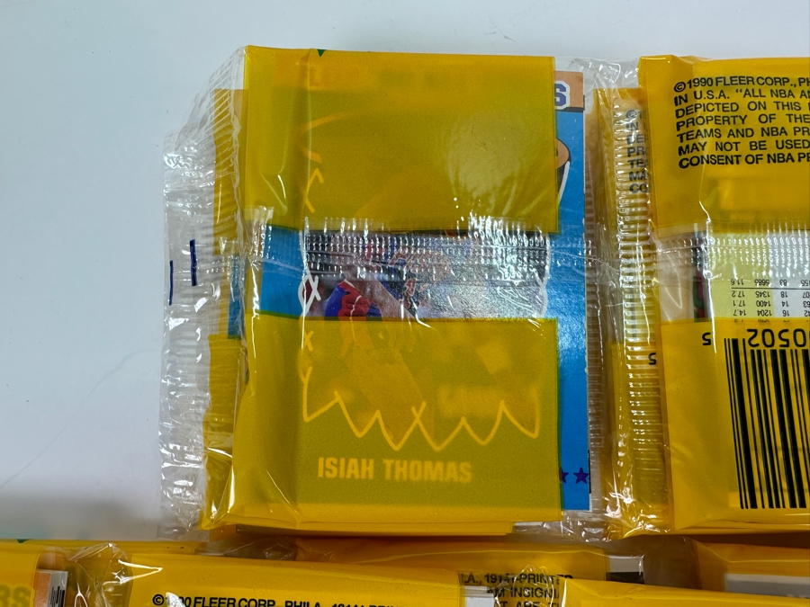(12) Unopened Rack Packs Of 1990 Fleer NBA Basketball Cards - Total Of 540 Basketball Cards (Different Set From Last Sale) [Photo 9]