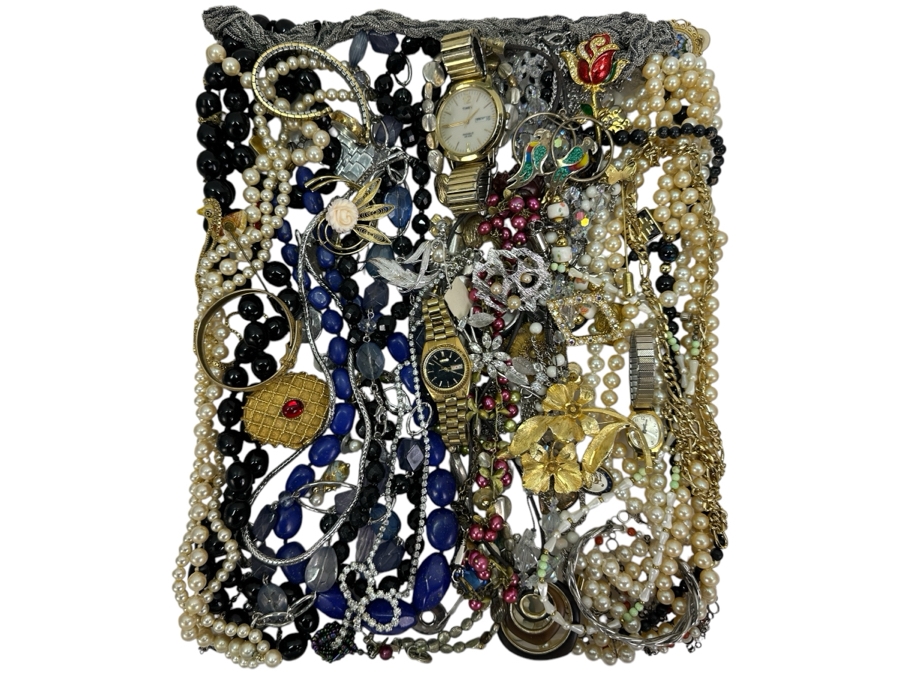 Lot of Costume Jewelry and Watches