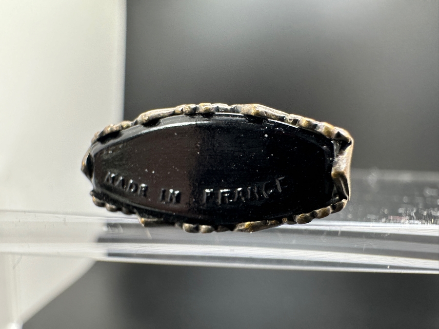 Vintage French Black Miniature Perfume Bottle Encased In Sterling Silver 1.25'H [Photo 4]