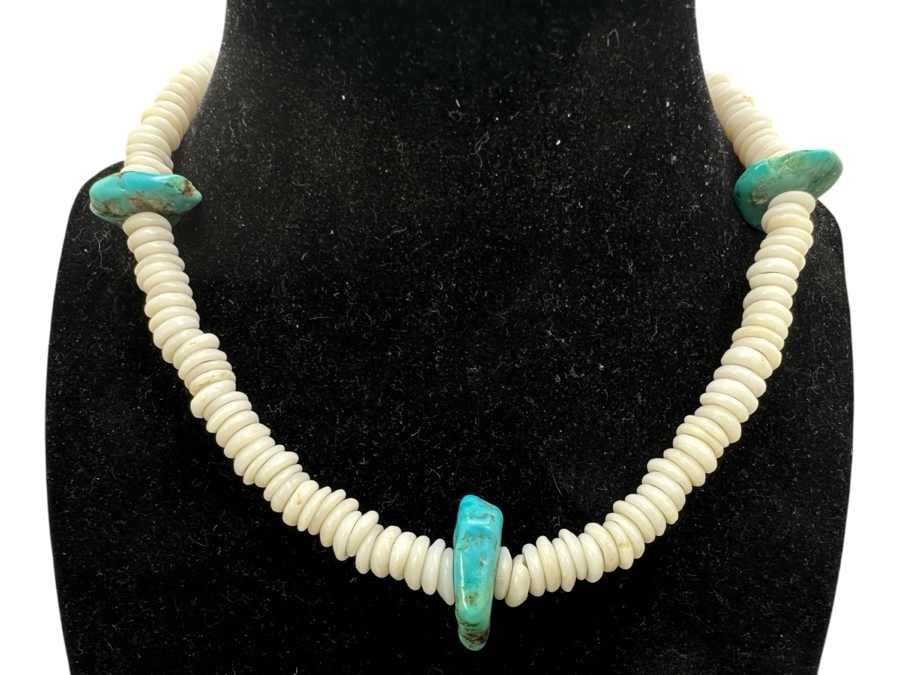 Turquoise & Shell 13' Necklace