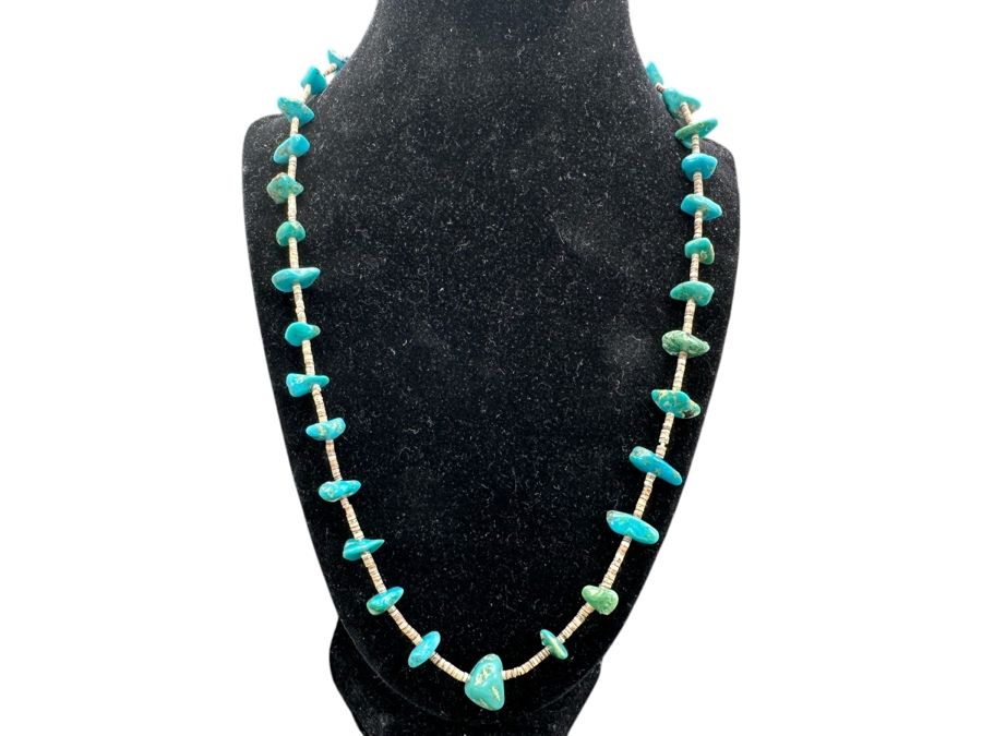 Turquoise And Heishi 22' Necklace