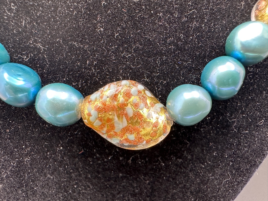 Baroque Pearl And Glass Bead 18' Necklace With 14K Gold Clasp [Photo 2]