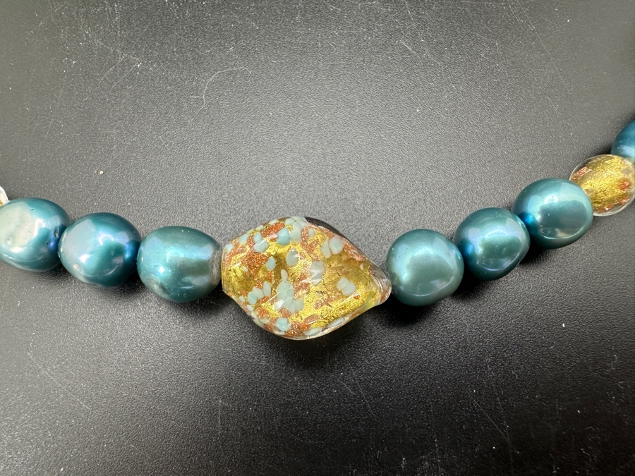 Baroque Pearl And Glass Bead 18' Necklace With 14K Gold Clasp [Photo 3]