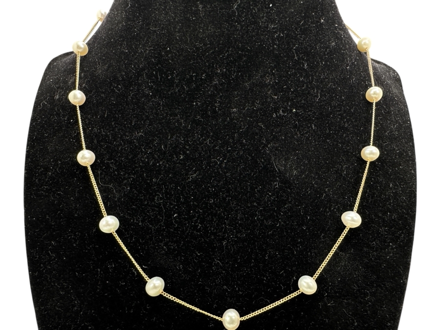 14K Gold 17' Chain Necklace With Pearls