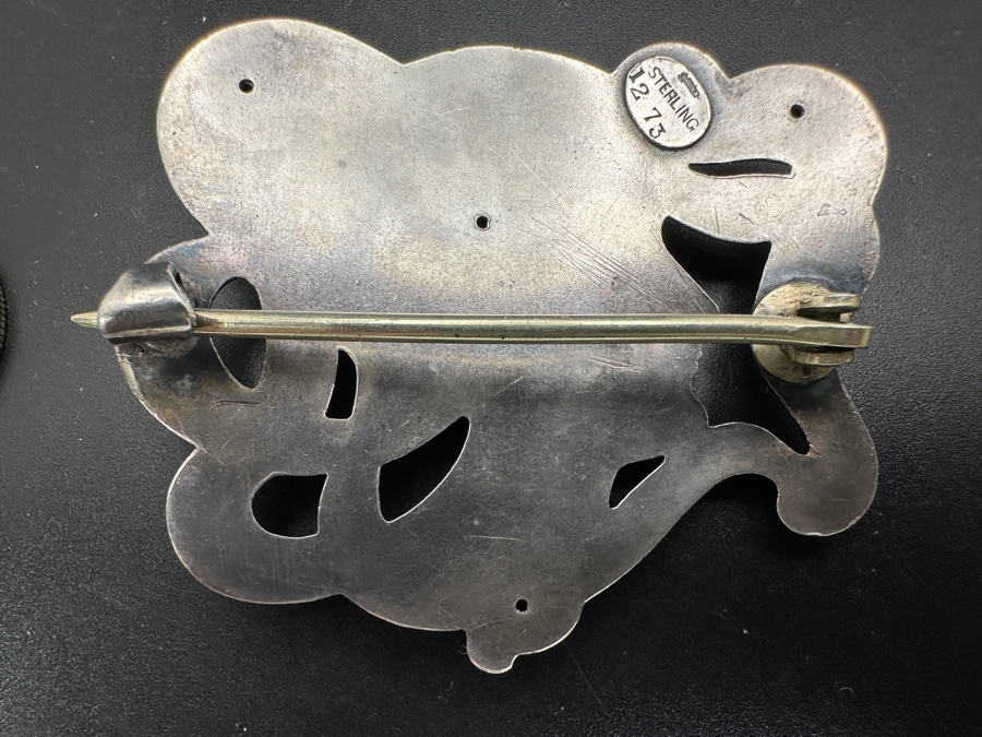 Antique Sterling Silver Art Noveua Brooch Lady Pin By William Kerr 1273 23g [Photo 2]