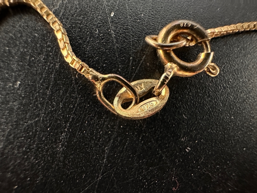 Sterling Silver 17' Chain Necklace With Sterling Silver And CZ Pendant 4.8g [Photo 5]