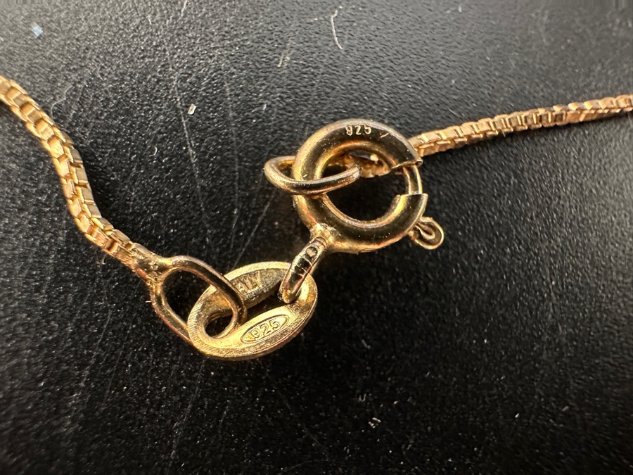 Sterling Silver 17' Chain Necklace With Sterling Silver And CZ Pendant 4.8g [Photo 6]