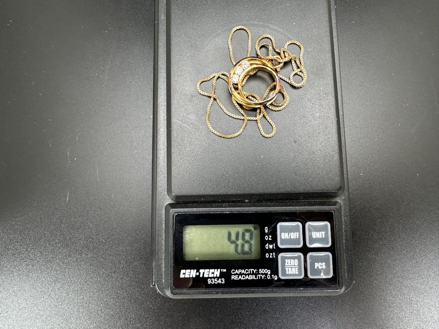 Sterling Silver 17' Chain Necklace With Sterling Silver And CZ Pendant 4.8g [Photo 7]