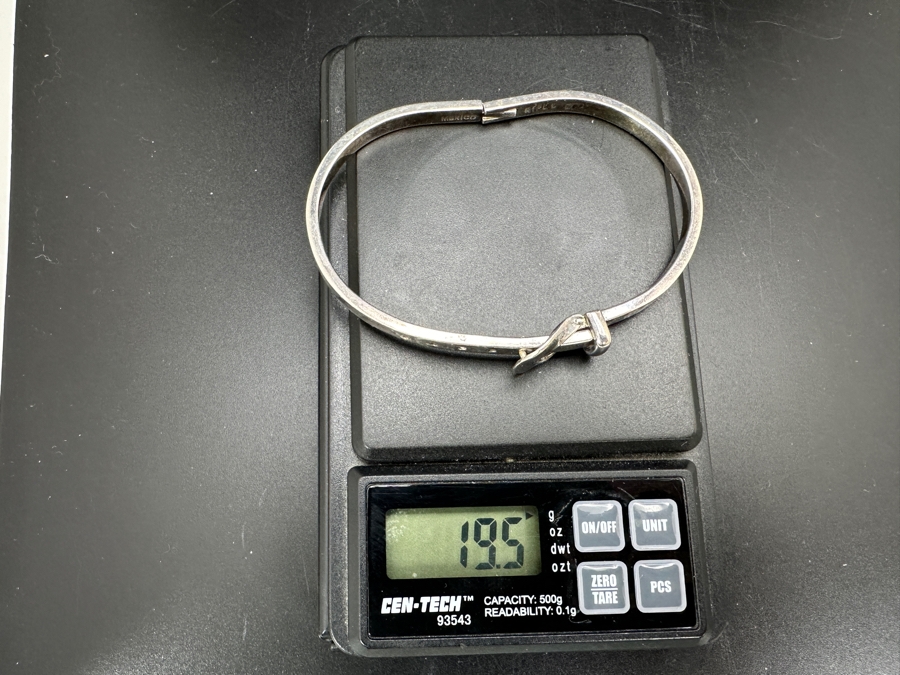 Vintage Mexican Sterling Silver Adjustable Belt Bracelet 3'W 19.5g [Photo 9]