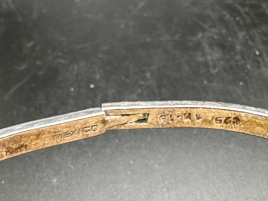 Vintage Mexican Sterling Silver Adjustable Belt Bracelet 3'W 19.5g [Photo 7]