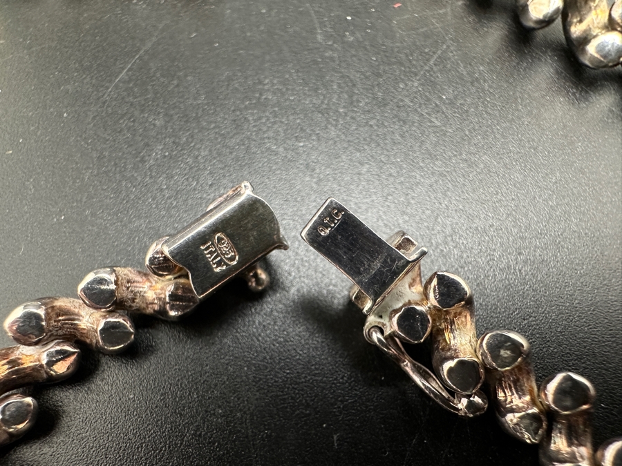 Matching Sterling Silver Italian 18' Necklace And 7' Bracelet 58g [Photo 8]