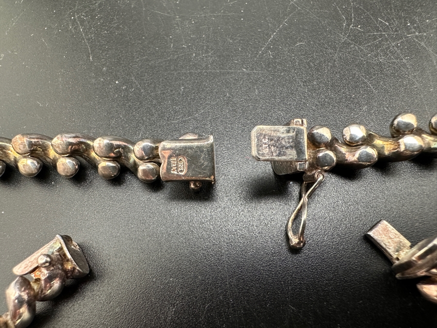 Matching Sterling Silver Italian 18' Necklace And 7' Bracelet 58g [Photo 4]