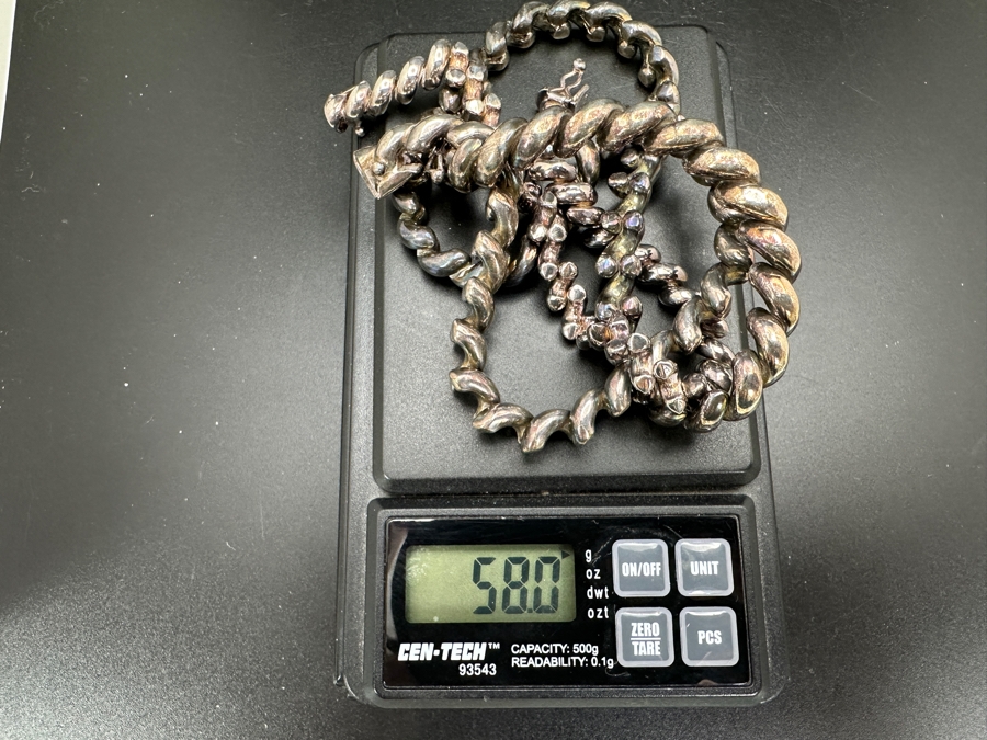 Matching Sterling Silver Italian 18' Necklace And 7' Bracelet 58g [Photo 9]