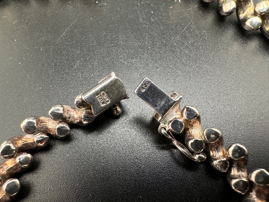 Matching Sterling Silver Italian 18' Necklace And 7' Bracelet 58g [Photo 7]