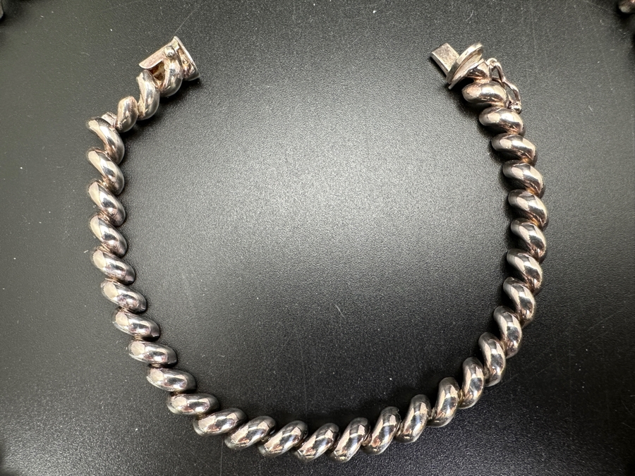 Matching Sterling Silver Italian 18' Necklace And 7' Bracelet 58g [Photo 3]