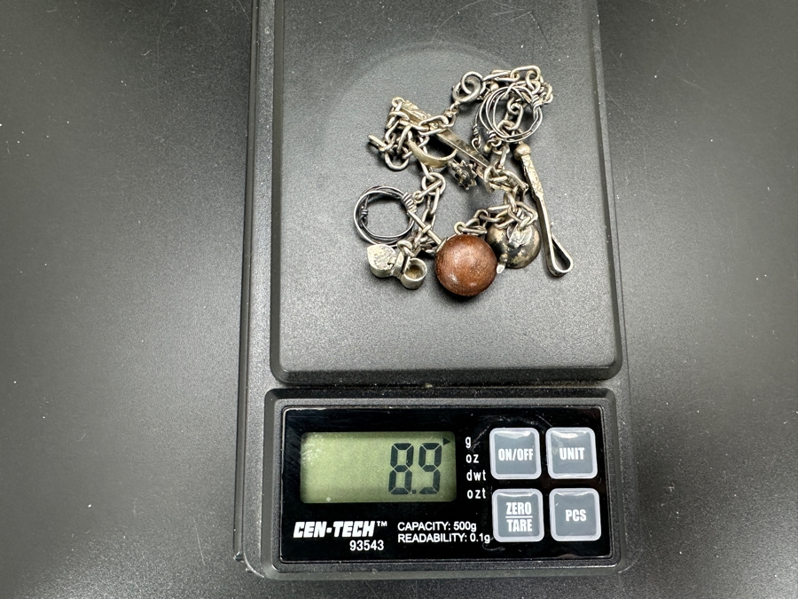 Vintage 800 Silver Western 12 Charm Horse Dog Bell Teapot Rope Bracelet 6.5'L 8.9g [Photo 7]