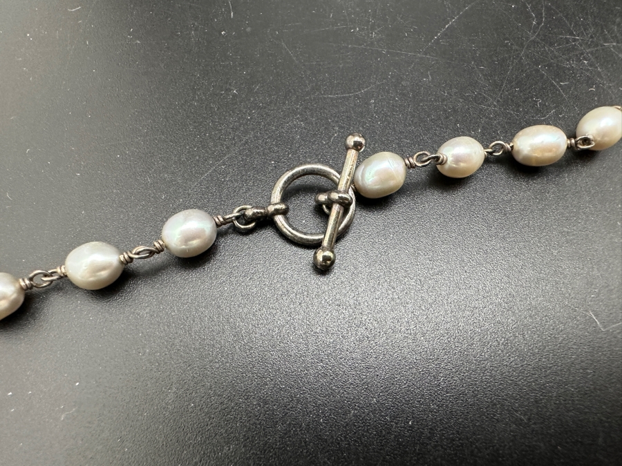 Baroque Pearl And Sterling Silver 37' Necklace 31.6g [Photo 2]
