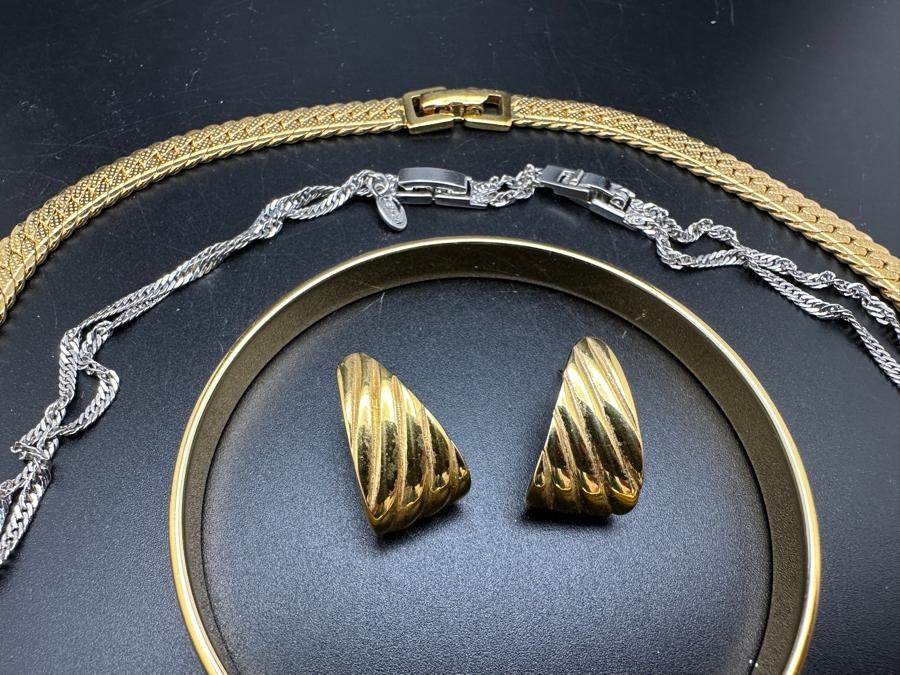 Collection Of Monet Costume Jewelry: Two Necklaces, Bangle Bracelt And Earrings [Photo 5]