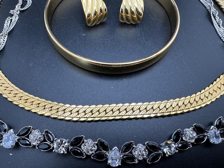 Collection Of Monet Costume Jewelry: Two Necklaces, Bangle Bracelt And Earrings [Photo 3]
