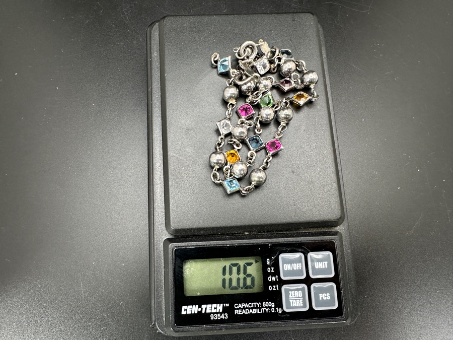 Pair Of Italian Sterling Silver With Multi-Stones Bracelets 10.6g [Photo 6]