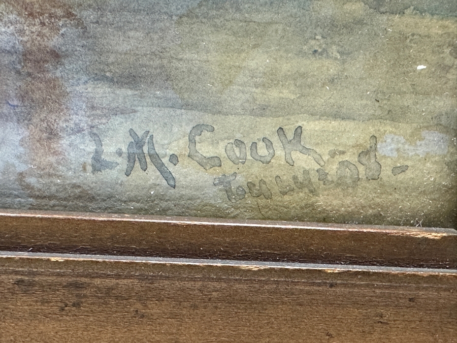 L. M. Cook Original Watercolor Painting On Paper Of A Harbor Scene 14.5 X 11 Framed 18.5 X 14.5 [Photo 6]