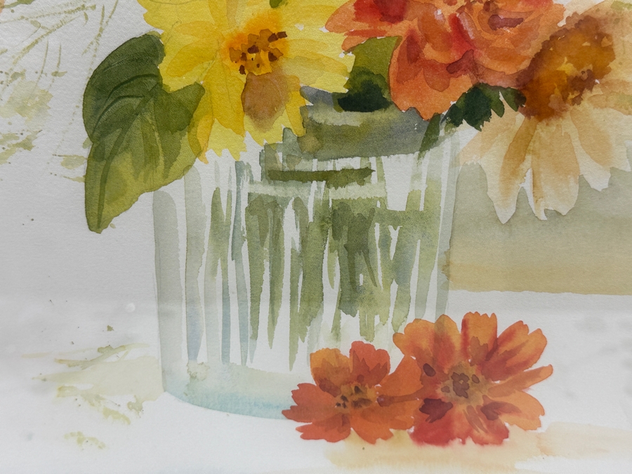 Ruth Basler Burr (B. 1932, American) Original Still Life Watercolor Painting 11 X 16 Framed 21 X 25 [Photo 5]